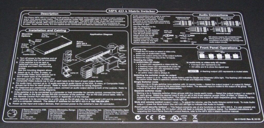 Extron MPX 423 A Media Presentation Matrix Selector Video Switcher VGA - Image 6