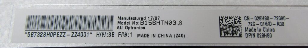 Dell 15.6" LCD LED Screen 1920x1080 AU Optronics B156HTN03.8 028H80 - Tested - Image 3