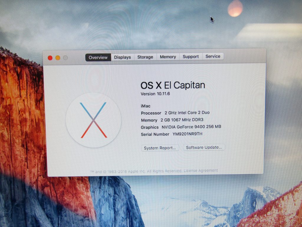 Apple iMac 20" Mid 2009 Core2Duo 2.0GHz GeForce 9400 8GB 160GB HDD A1224 - Image 7