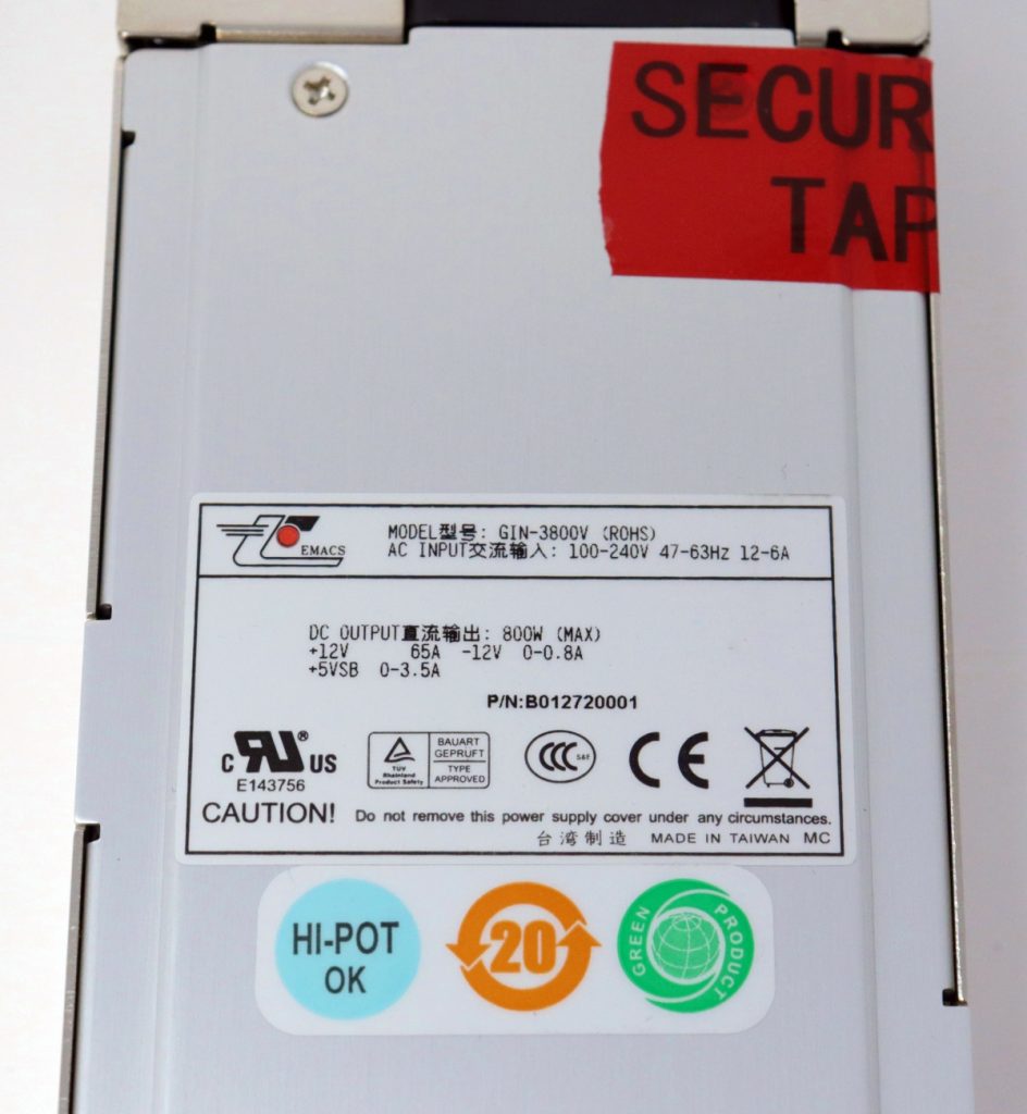 EMACS GIN-3800V 800W Hot Swap Switching Power Supply B012720001 - Image 4