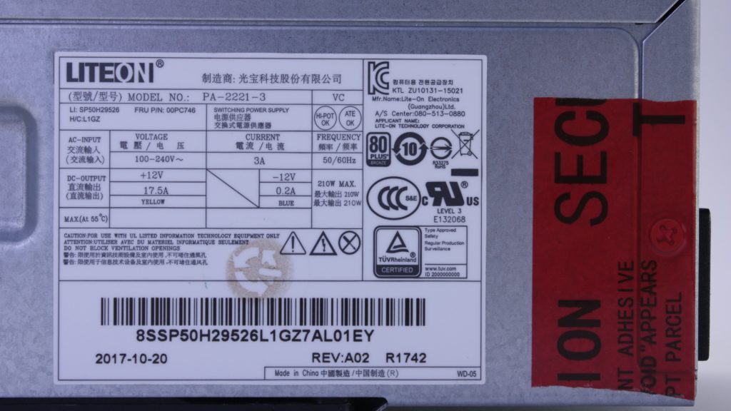 LiteON PA-2221-3 210W Power Supply 00PC746 for Lenovo ThinkCentre - Image 3