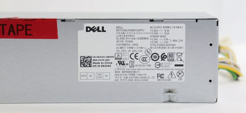 Dell Optiplex 3060 5060 7060 SFF 260W Power Supply AC260EBM-00 52CKC - Image 3