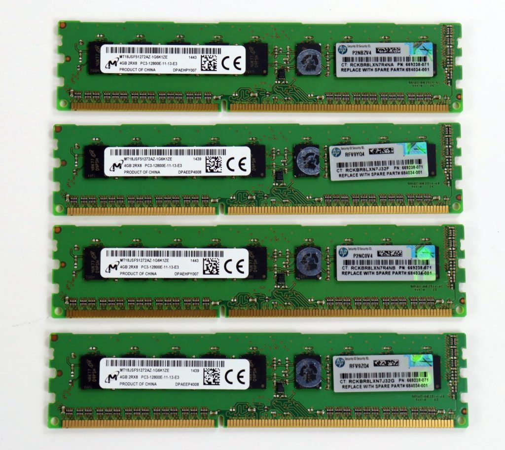 Micron 16GB (4x4GB) PC3-12800E 1600MHz DDR3 ECC Memory MT18JSF51272AZ-1G6K1