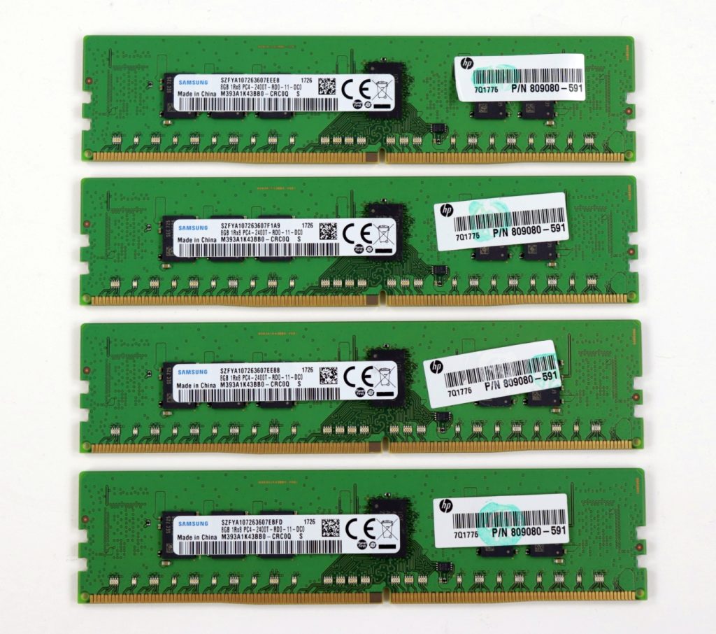 Samsung 32GB(4x8GB) PC4-2400T M393A1K43BB0-CRC ECC Server Memory