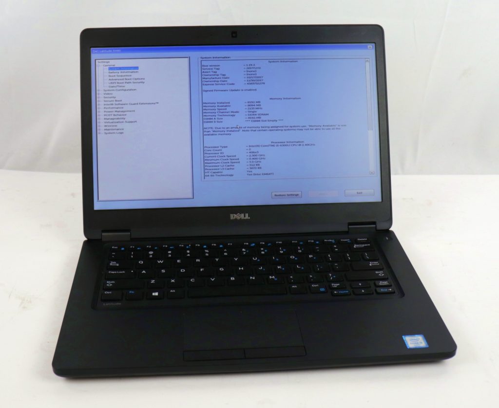 Dell Latitude 5480 14" Laptop Core i5-6300U 2.40GHz 8GB RAM