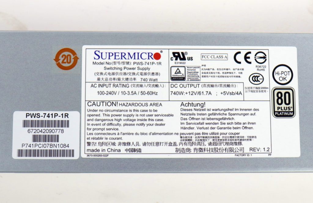 Supermicro PWS-741P-1R 80Plus Platinum 740W Switching Power Supply - Image 5