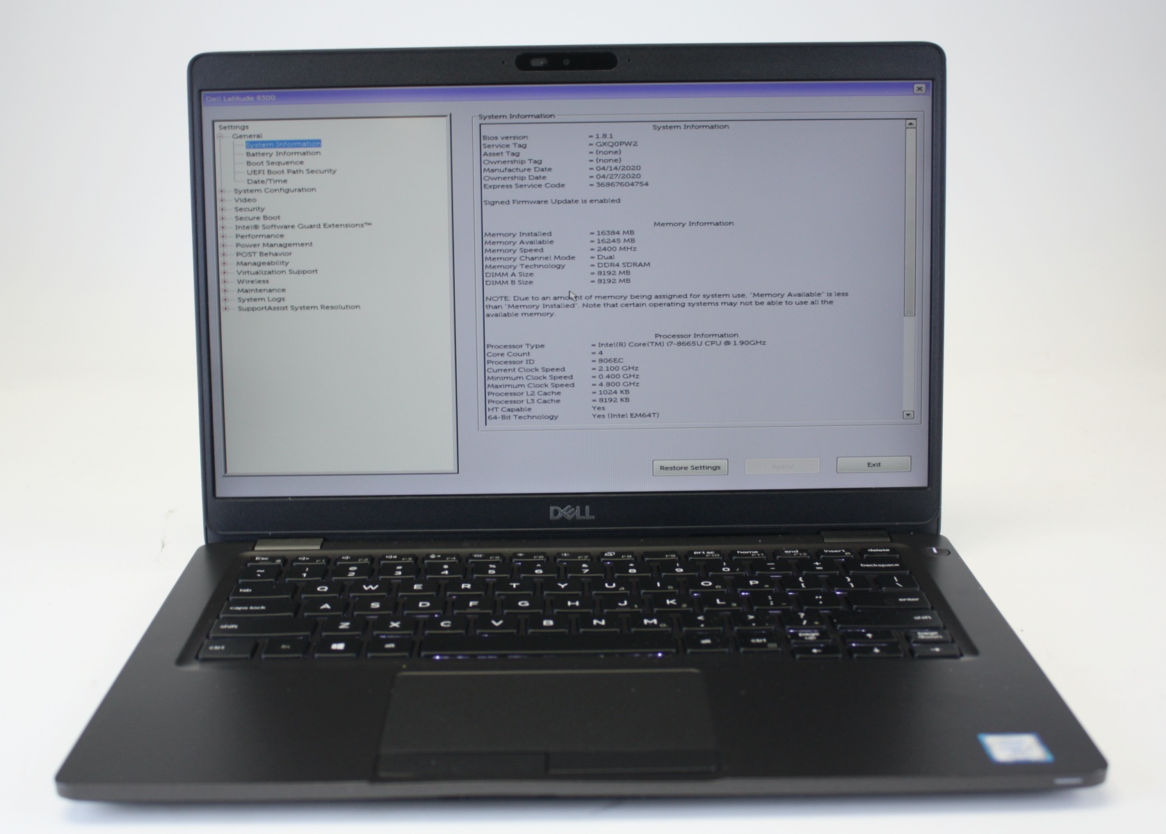 I7 8665u Dell Latitude 5300 I7 16gb Dell Latitude 5300 Laptop I7 