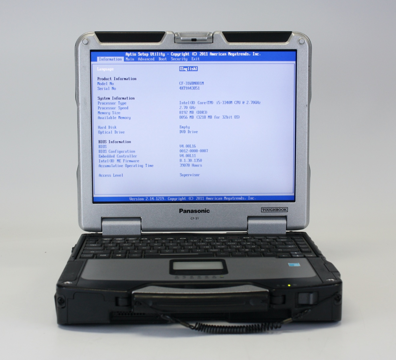 Panasonic CF-31 ToughBook Laptop i5-3340M 2.70GHz 8GB RAM 
