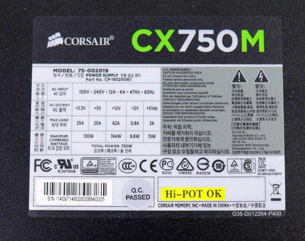 Corsair CX750M 750w ATX Semi-Modular Power Supply 75-002019 - Image 5