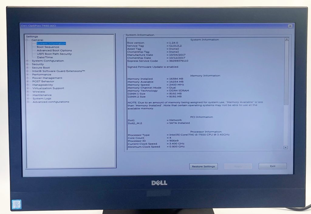 Dell OptiPlex 7450 AIO 23.8" I5-7500 3.40GHz 16GB RAM - Image 8