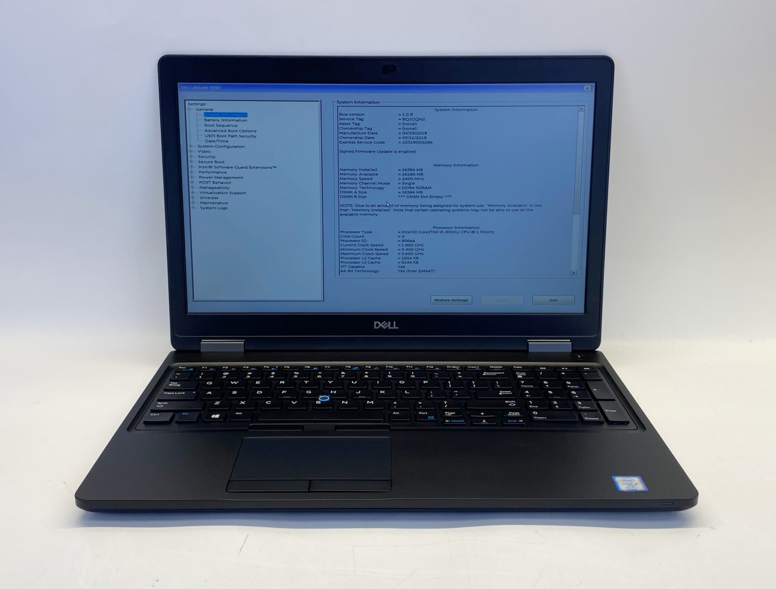 Dell Latitude 5590 15.6″ Laptop i5-8350U 1.70GHz 16GB RAM 