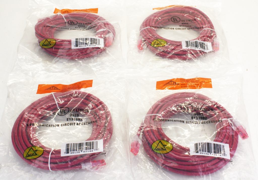 Lot of 4 Cat6 25FT Red Cord Cable AT1625-RD Allen Tel Products - Image 2