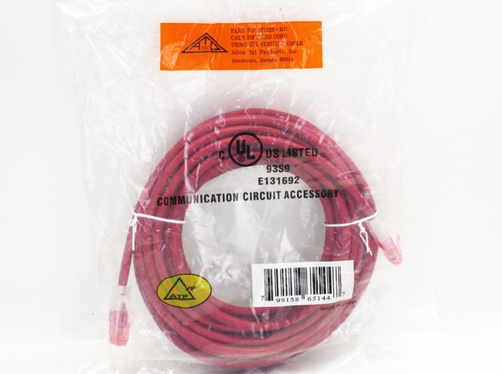 Lot of 4 Cat6 25FT Red Cord Cable AT1625-RD Allen Tel Products