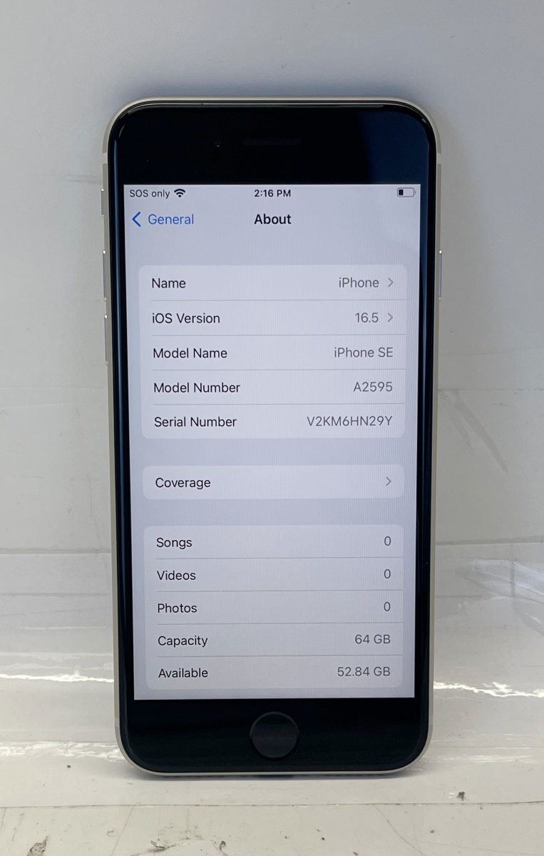 Apple iPhone SE 3rd Gen 2022 - Verizon, Midnight, 64GB, A2595 in