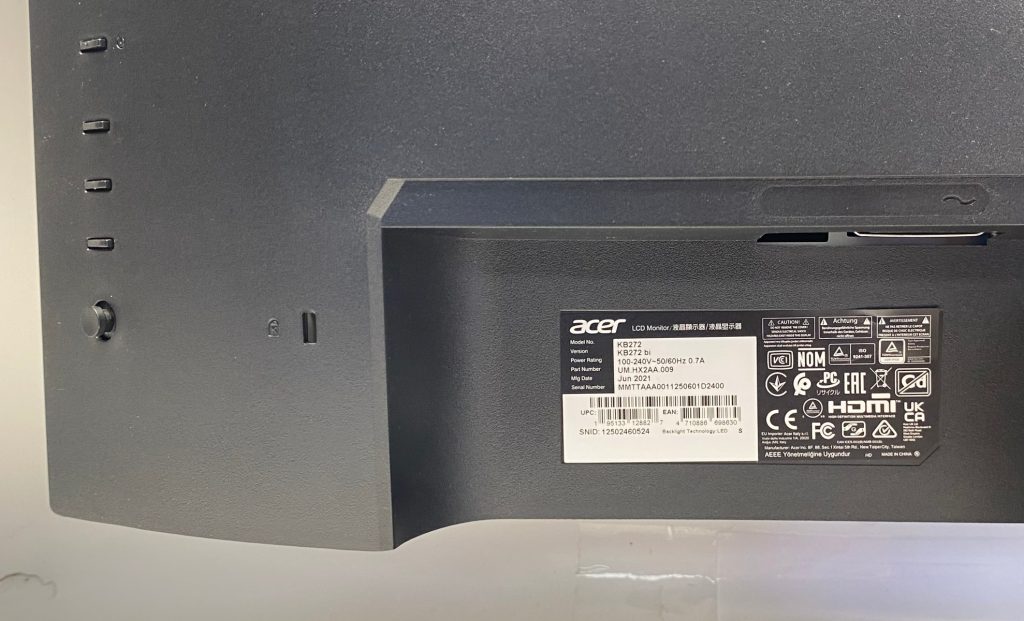Acer KB272 27" Monitor LED Display 1920 x 1080 HDMI VGA - Image 6
