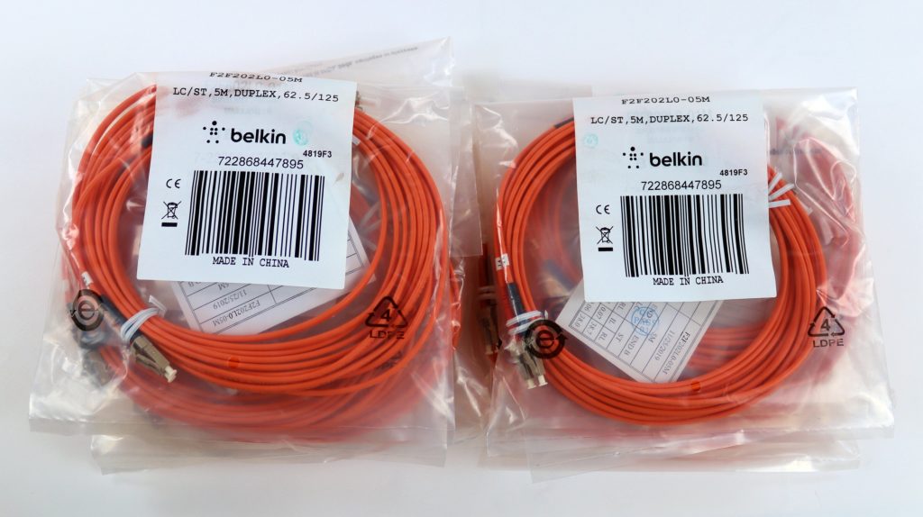Lot 10 New Belkin F2F202L0-05M LC/ST Duplex MMF 5m Fiber Optic Cable