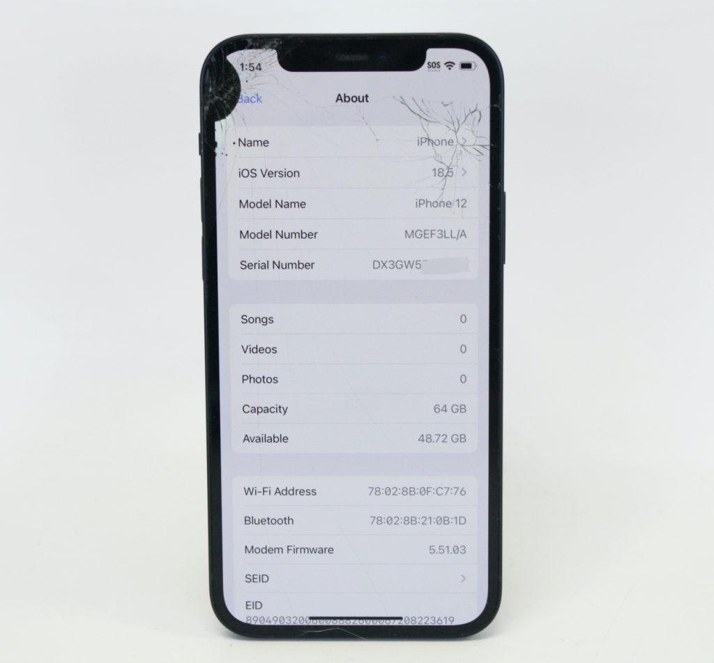 Apple iPhone 12 A2172 MGEF3LL/A 64GB *CRACKED* - Image 2