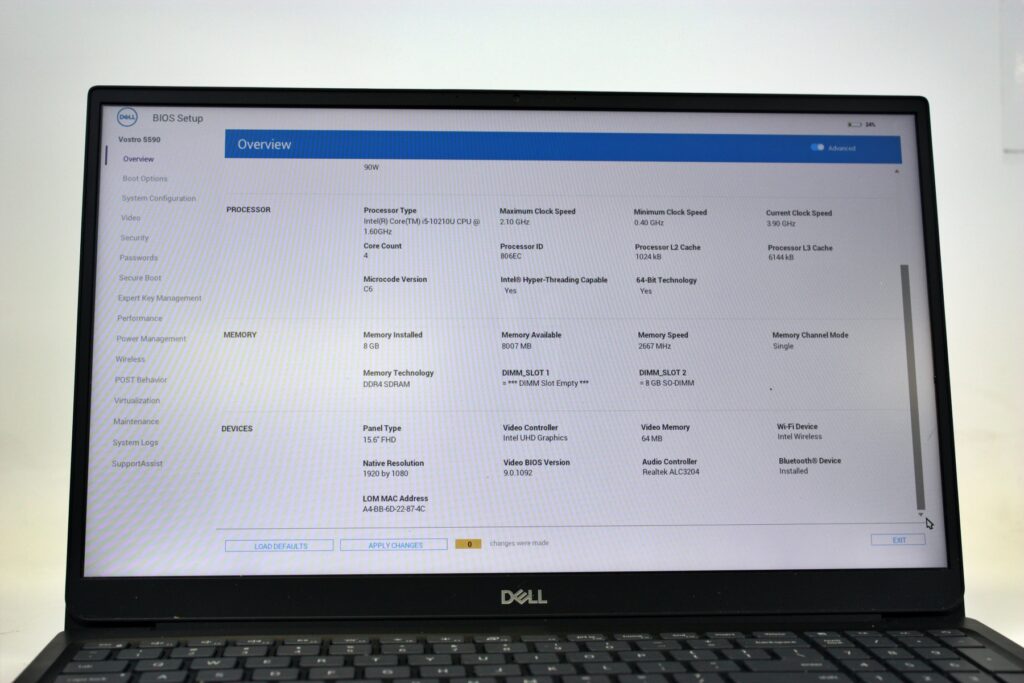 Dell Vostro 5590 Laptop Intel Core i5-10210U 1.6GHz 8GB Ram - Image 2