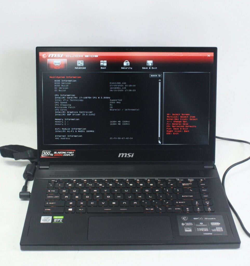 MSI GS66 STEALTH 15.6" Laptop I7-10875H 2.30GHz 32GB Ram Nvidia Geforce 2070 Super-Max Q