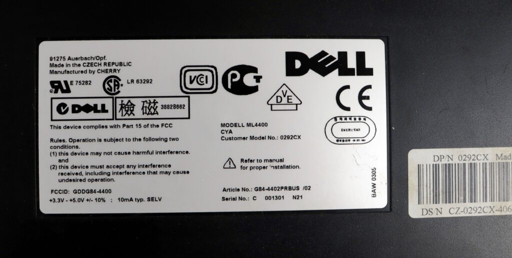 Vintage Dell Cherry ML4400 Black Trackball Keyboard - Image 3