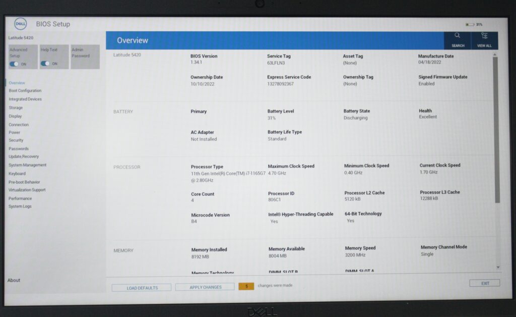 Dell Latitude 5420 14" i7-1165G7 2.80GHz Excellent Batt No SSD/RAM - Image 11