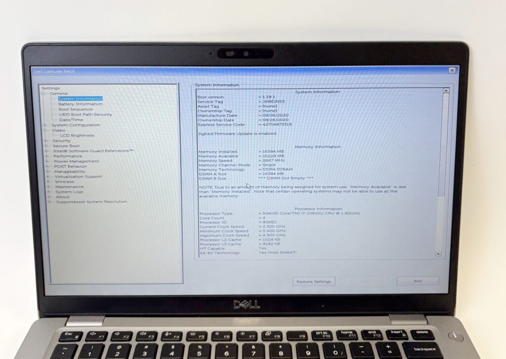 Dell Latitude 5410 i7-10610U 1.80GHz 16GB RAM No Storage/OS Great Condition - Image 5