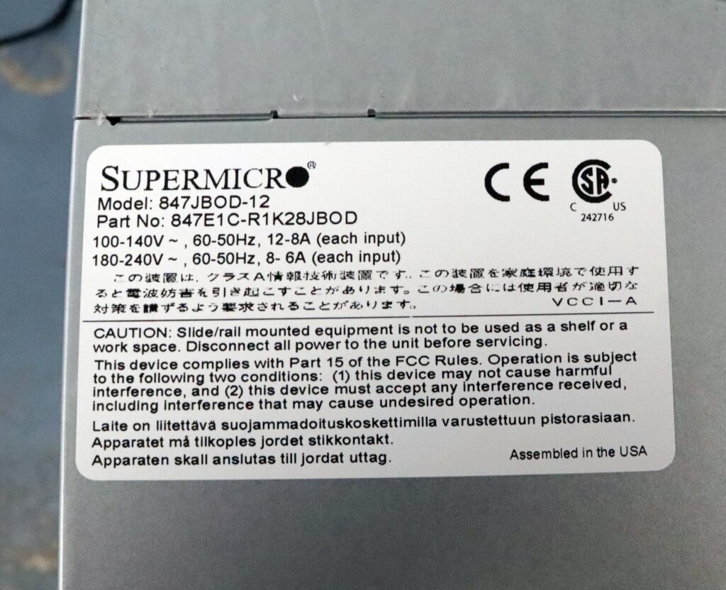 SuperMicro CSE-847 CSE-847E1C-R1K28JBOD 44-Bay 3.5" 4U SAS3 Storage Chassis - Image 5