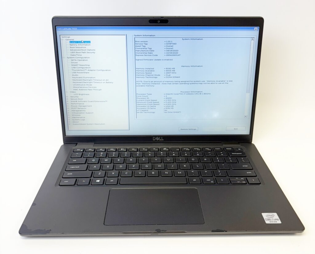 Dell Latitude 7410 Laptop 14" i7-10610U 1.80GHz 8GB RAM 512GB NVMe SSD - Image 2