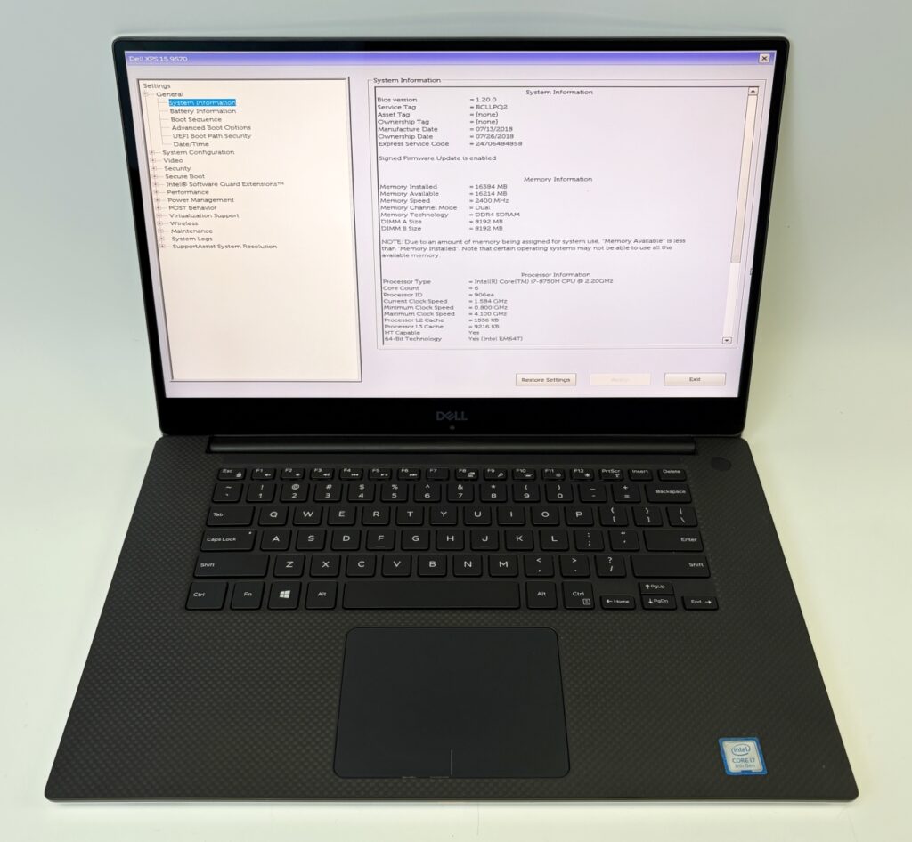 Dell XPS 15 9570 FHD Touch i7-8750H 2.20GHz 16GB 512GB SSD GTX 1050 Ti Max-Q - Image 10