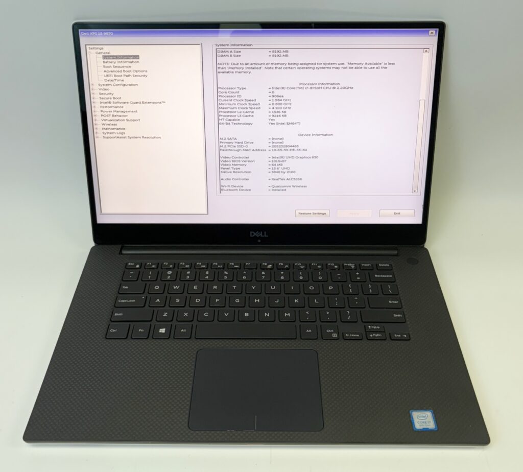 Dell XPS 15 9570 FHD Touch i7-8750H 2.20GHz 16GB 512GB SSD GTX 1050 Ti Max-Q - Image 11