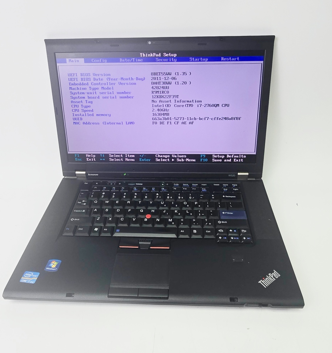 Lenovo ThinkPad W520 Workstation Laptop I7-2760QM 16GB 500GB HDD