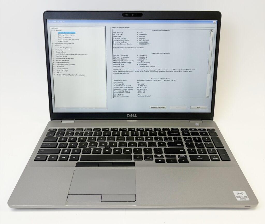 Dell Latitude 5510 Laptop 15.6" i5-10310U 1.7GHz 16GB No SSD/Os (Read Description)