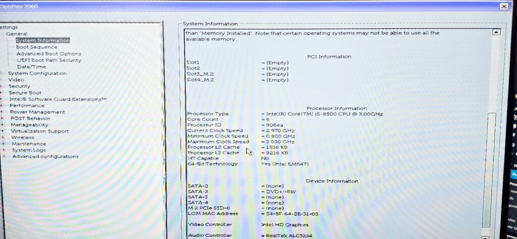 Dell OptiPlex 7060 SFF Desktop – Intel i5-8500 NO RAM/SSD - Image 2