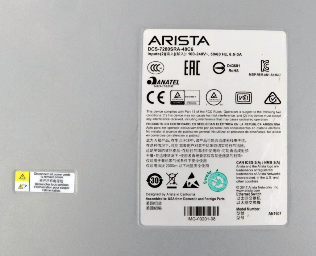 Arista DCS-7280SRA-48C6 48x 10G SFP 6x 100G QSFP Network Switch w/ Rail Kit - Image 9