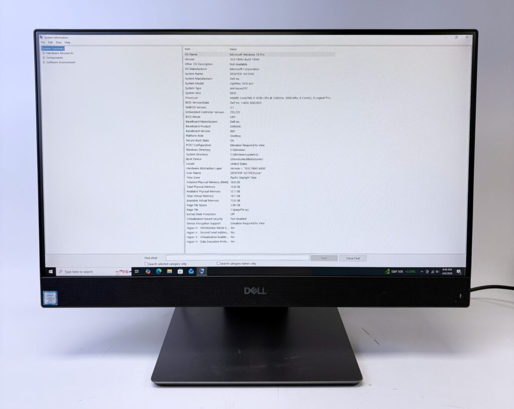 Dell OptiPlex 7470 AiO i7-9700 3.00GHz 16GB RAM 256GB SSD - Image 2