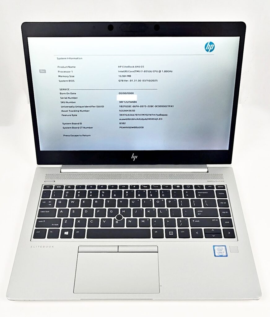 HP EliteBook 840 G5 i7-8550U 16GB RAM 14" - BIOS LOCKED (Boots to Windows)