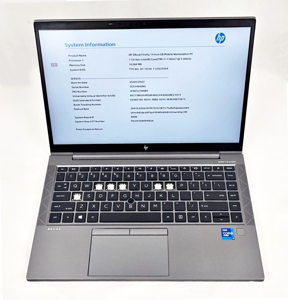 HP ZBook Firefly 14 G8 14" 3.00GHz Core i7-1185G7 16GB BIOS LOCKED *Missing Keys*