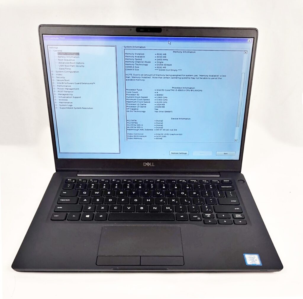 Dell Latitude 7300 13.3" Laptop i5-8365U 1.90GHz 8GB RAM