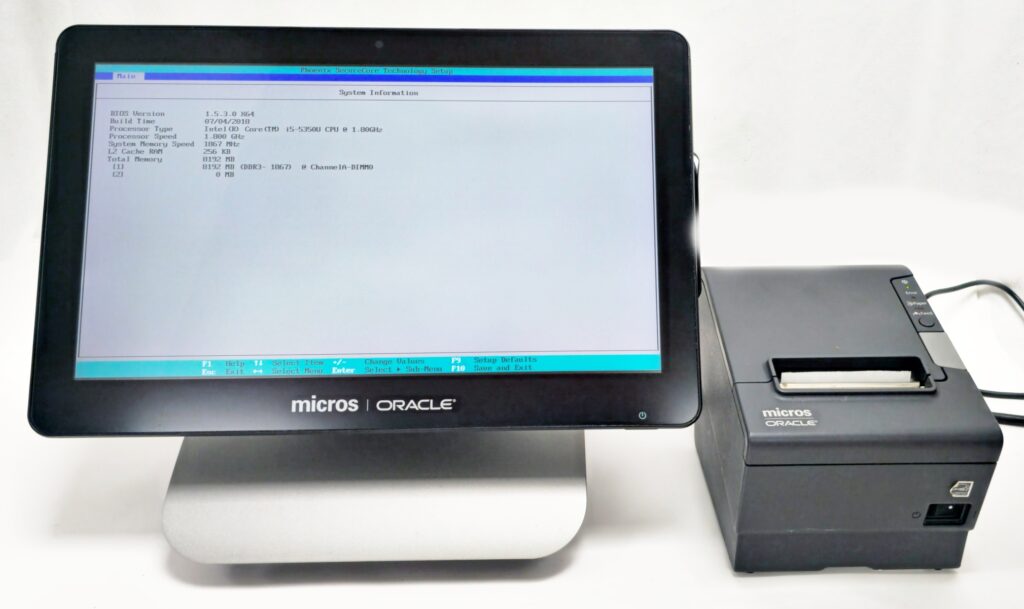 Oracle Micros Workstation 6 I5 15.6" 8GB 7321804 (650) PoS Terminal W/Epson TM-T88V Receipt printer