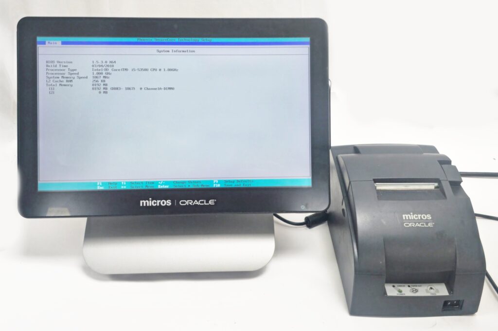 Oracle Micros Workstation 6 I5 15.6" 8GB 7321804(650) PoS Terminal W/Epson TM-U220B Receipt printer