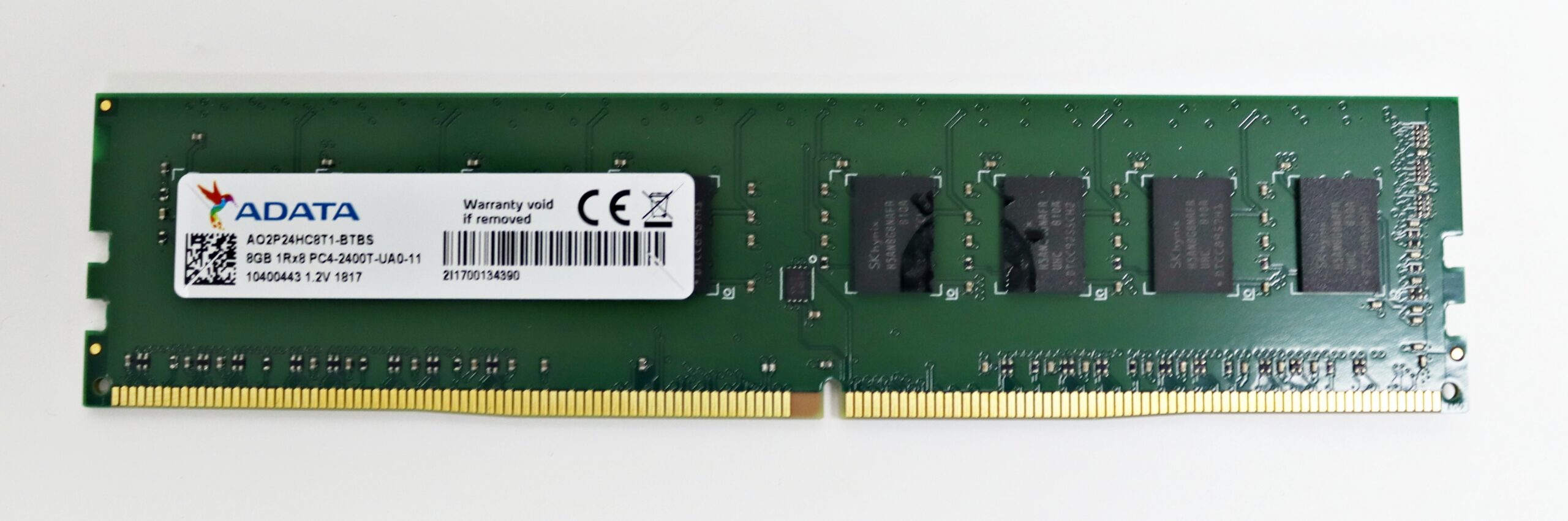 ADATA 8GB 1Rx8 PC4‑2400T Desktop RAM UDIMM DDR4 AO2P24HC8T1‑BTBS