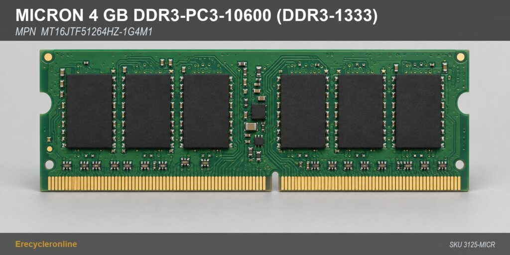 Micron 4GB DDR3-1333 SODIMM Laptop RAM MT16JTF51264HZ-1G4M1 PC3-10600