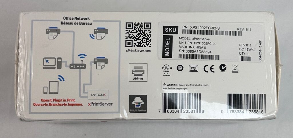 Lantronix xPrintServer XPS1002FC-02-S Wireless Print Server With Apple Air Print and Google Cloud Print Support - Image 4